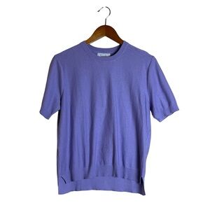 Kersh light purple cotton & silk short sleeve knit top